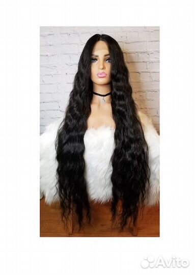 Черный длинный парик новый