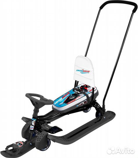Снегокат с колесами санки на лыжах рулетка