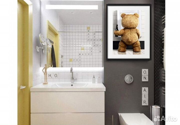 Интерьерный постер для ванной комнаты в раме