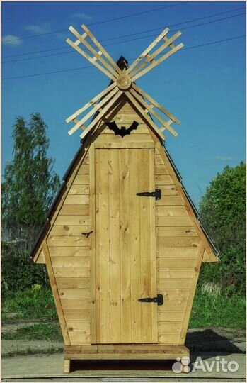 Дачный туалет деревянный прямоугольник KHW
