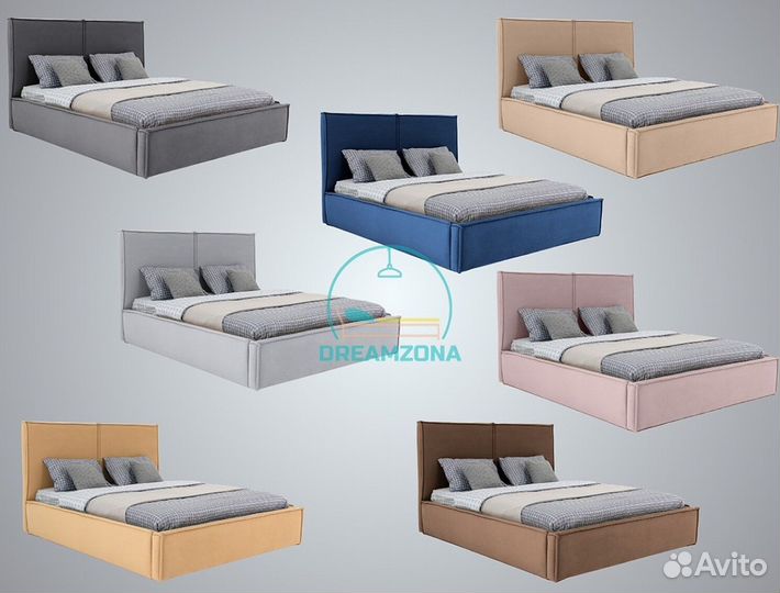 Кровать двуспальная Лофт с мягким изголовьем