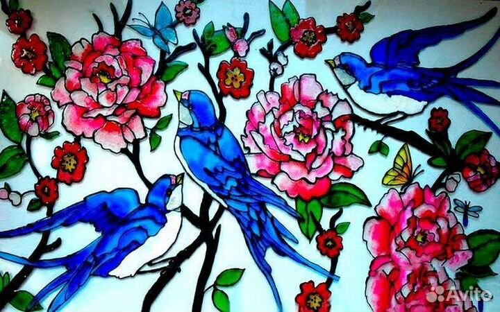 Панно. Ручная работа. Витражная роспись
