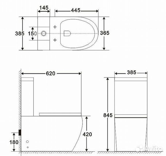 Унитаз напольный BelBagno amanda P-trap с бачком с сиденьем BB051CPR+BB051T+BB2034SC