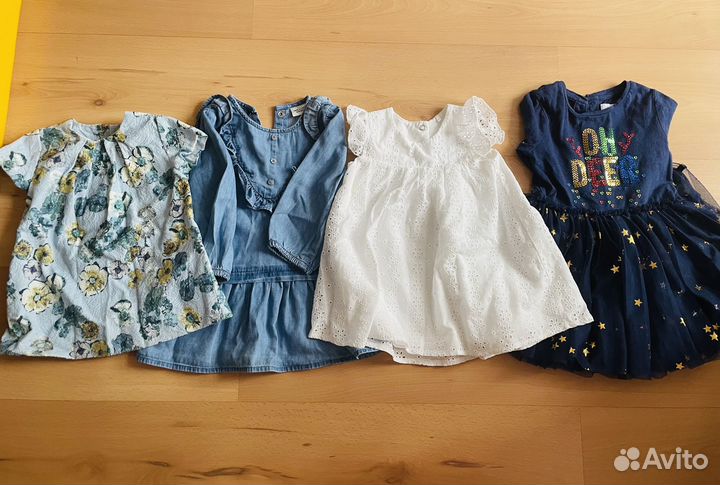 Вещи пакетом на девочку 74-80 (платья, песочники)