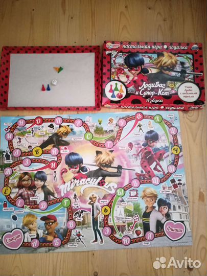 Леди Баг и Тики на мотоцикле и настольная игра