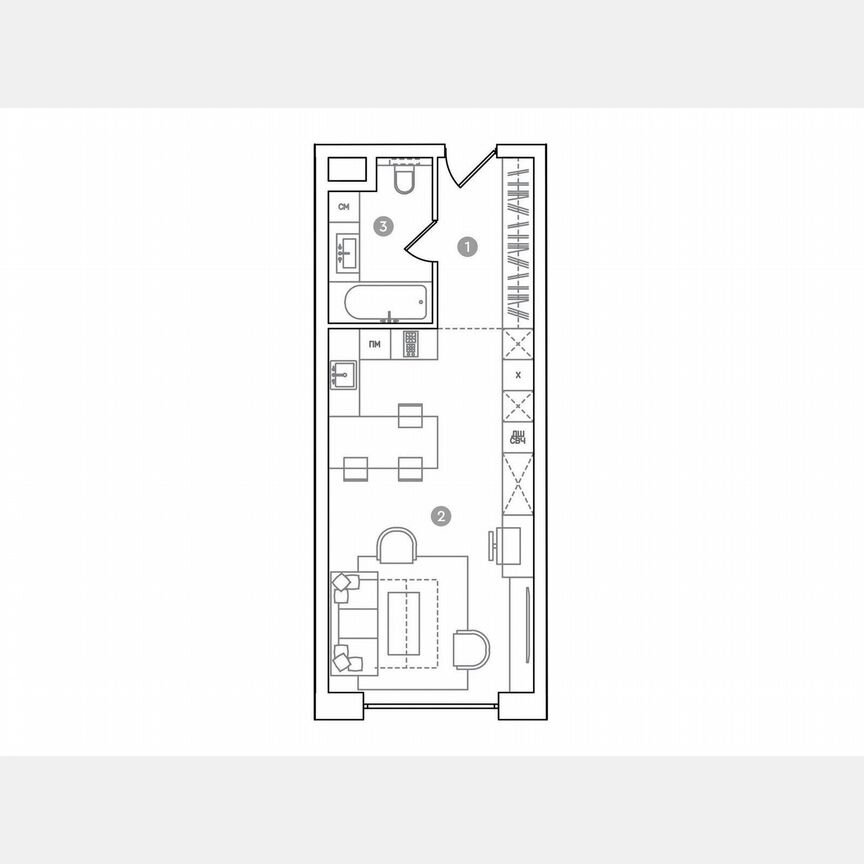 Апартаменты-студия, 38,5 м², 7/19 эт.
