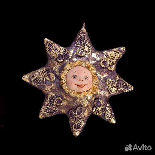 Ватные елочные игрушки звездочка-кривляка