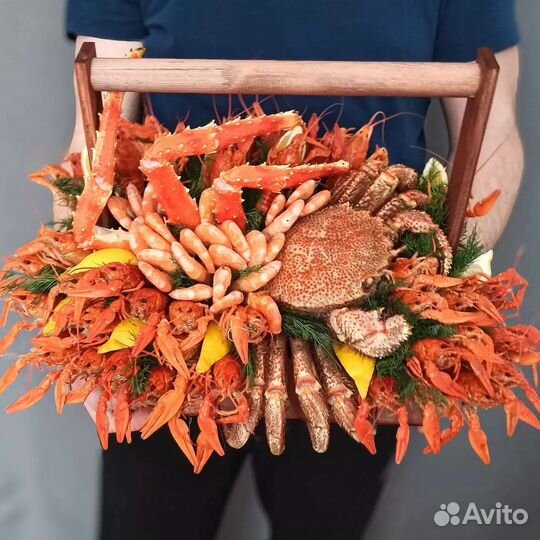 Букеты из морепродуктов, раков. Съедобные букеты