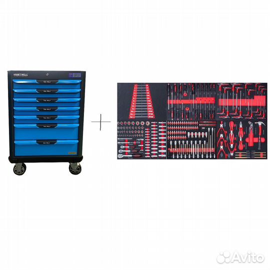 Тележка с 7 ящиками инструмент 277 предметов