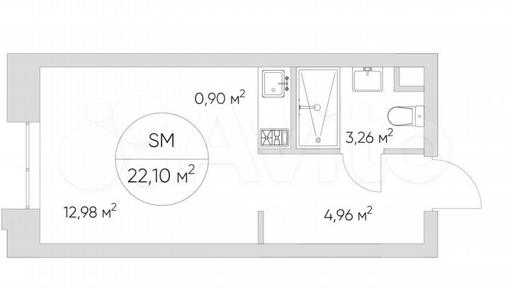 Апартаменты-студия, 22 м², 8/21 эт.