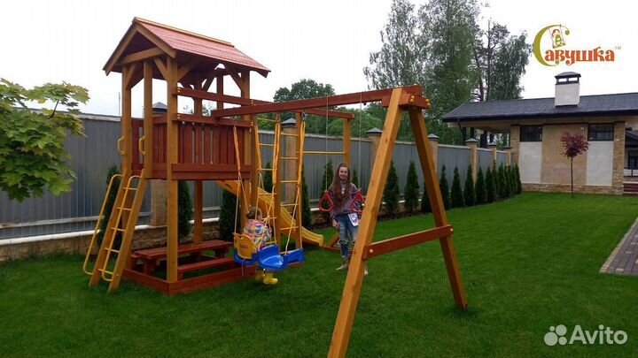 Детский комплекс песочница горка качели