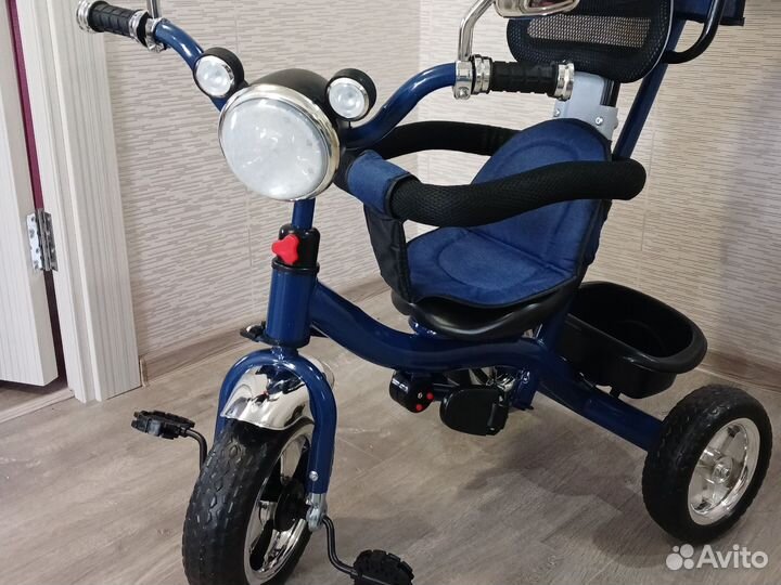Детский трехколесный велосипед с ручкой новый