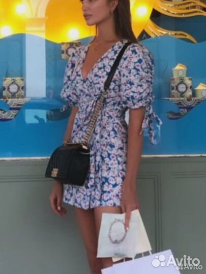 Платье Zara летнее хлопок короткое в цветочек