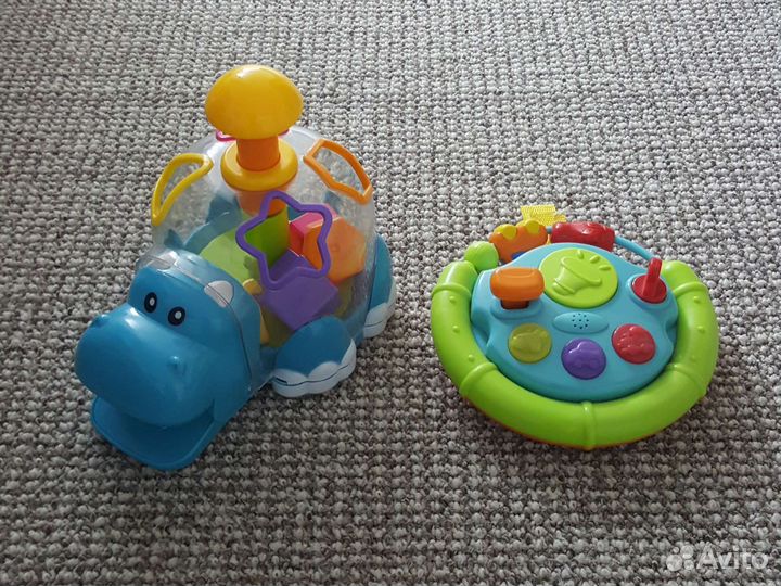 Игрушка бегемот-сортер и музыкальный руль, пазл