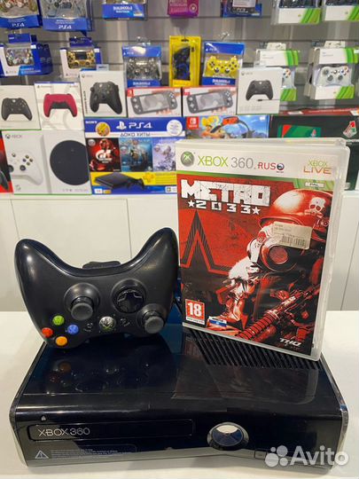 Xbox 360 Slim прошитый L.T. 3.0 + Metro 2033 L.T