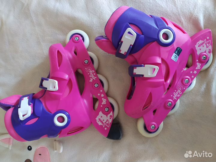 Роликовые коньки р. 30-32 в комплекте с защитой