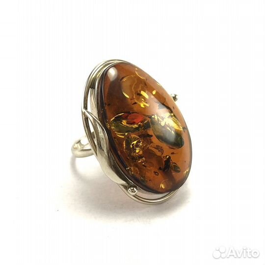 Кольцо из натурального янтаря ручной работы