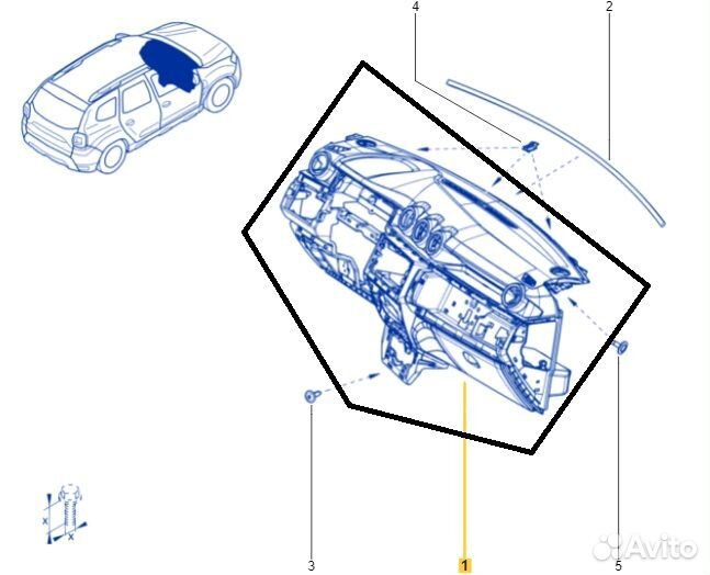 Панель передняя салона (торпедо) Renault Duster