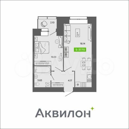 2-к. квартира, 38 м², 10/11 эт.