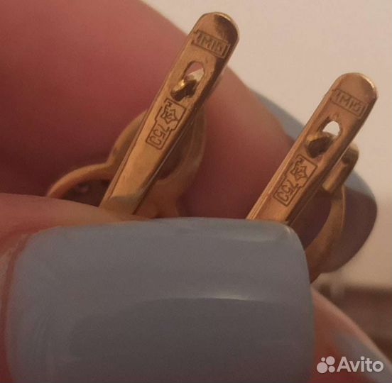 Золотые серьги 750 проба СССР с бриллиантами