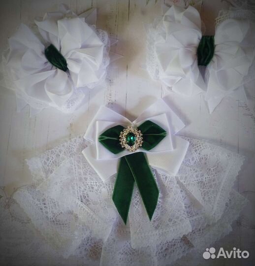 Жабо школьное для девочки +банты