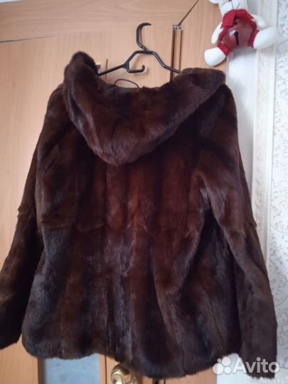 Шуба норковая с капюшоном 46-48 автоледи Италия