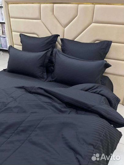 Белье постельное с одеялом страйп сатин