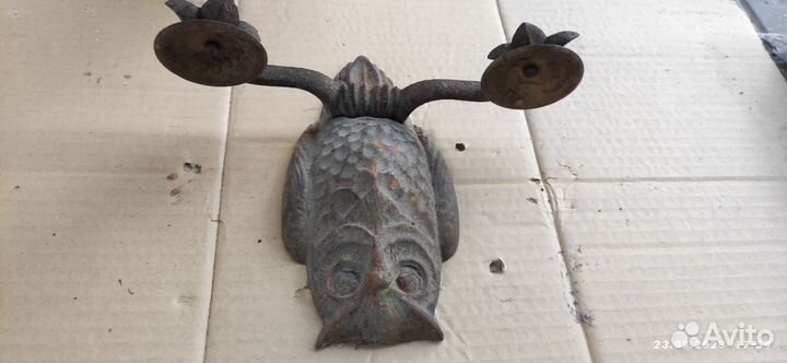 Подсвечник сова настенный, чугун