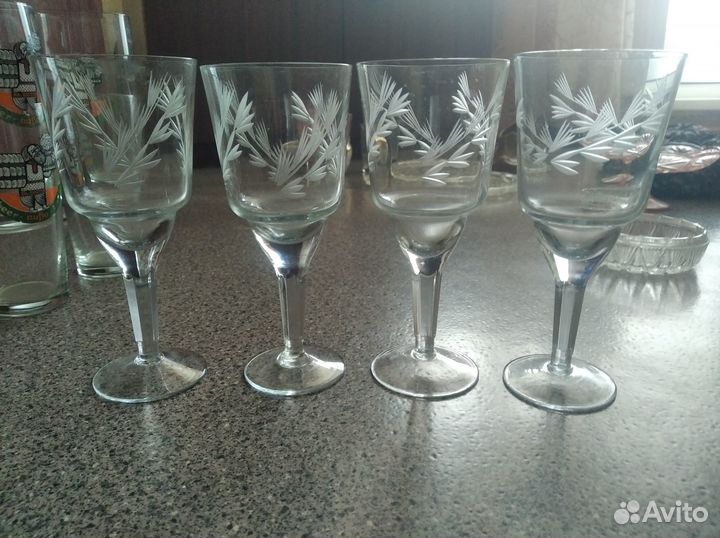 Фужеры 4шт стекло СССР