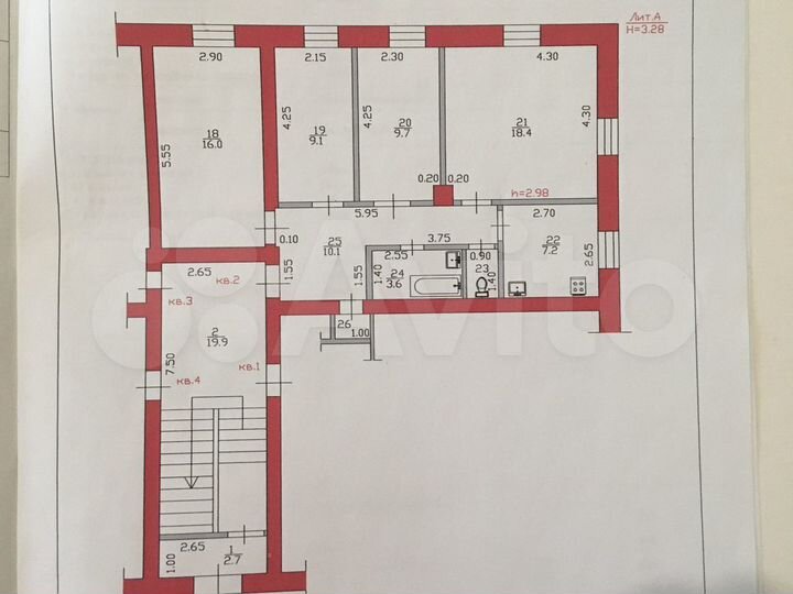 4-к. квартира, 76,1 м², 1/2 эт.