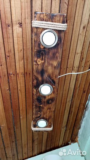 Люстра-светильник из дерева, фальшбалки