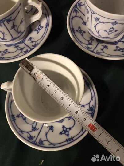 9 чайных пар синий лук, индийский узор