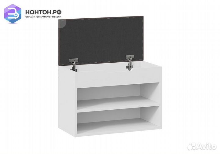 Тумба для обуви Тип 11 белый ясень / велюр серый