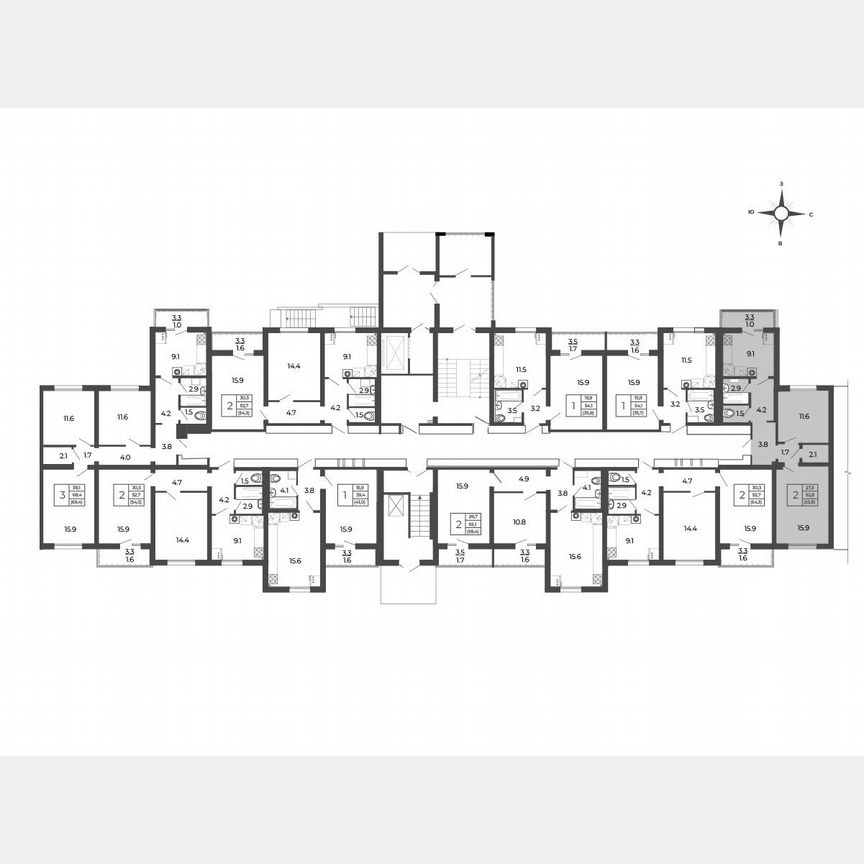 2-к. квартира, 53,8 м², 1/5 эт.