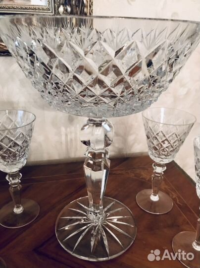 Ваза и фужеры, хрусталь ручной работы