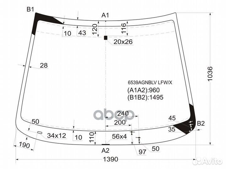 Стекло лобовое peugeot 206 3/4/5D 98-10 6539AGN