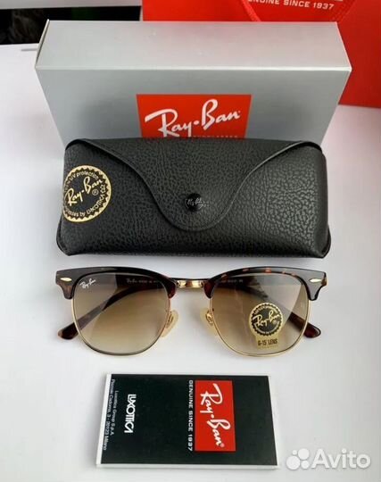 Очки ray ban clubmaster коричневые