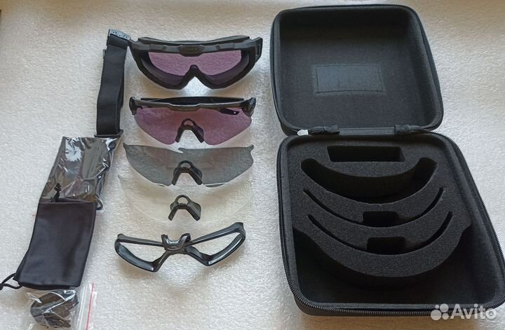 Комплект тактика маска+ очки+ линзы+жёсткий кофр