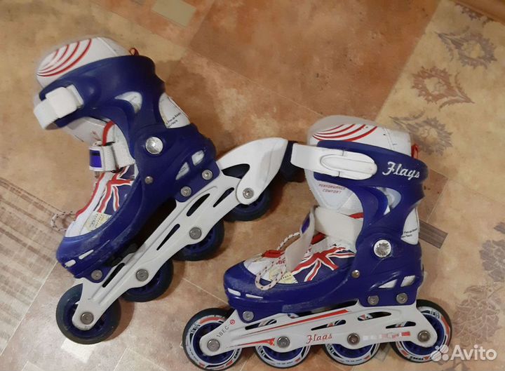 Коньки роликовые раздвижные 32-35 + шлем + защита
