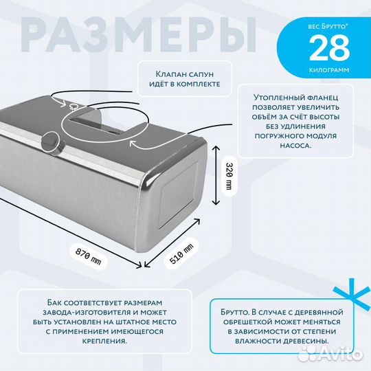 Бензобак с утопленным фланцем 120л вместо пластика