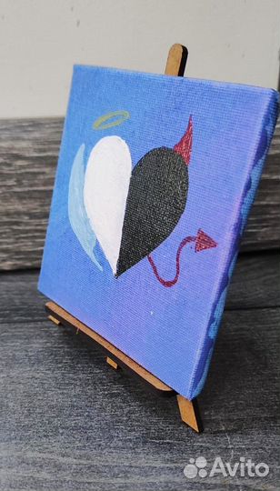 Мини картина на холсте с мольбертом