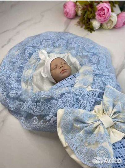 Кружевная пелëнка + бант на выписку