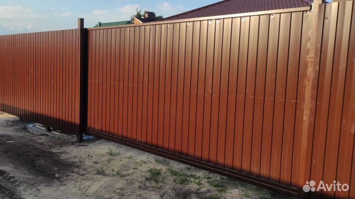 Забор с воротами 4 м под ключ, длина 20 м