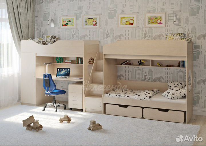 Кровати для троих детей Легенда 10.6