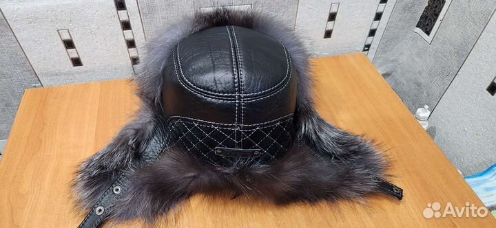 Шапка ушанка натуральный мех кожаная женская р 59