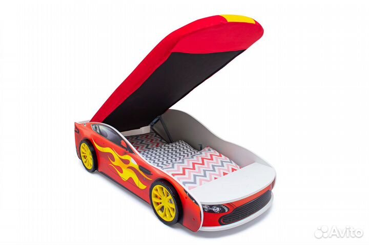 Кровать машина с матрасом и ящиком