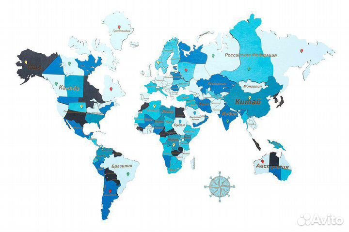Карта mira на стену «Color blue» 130x78
