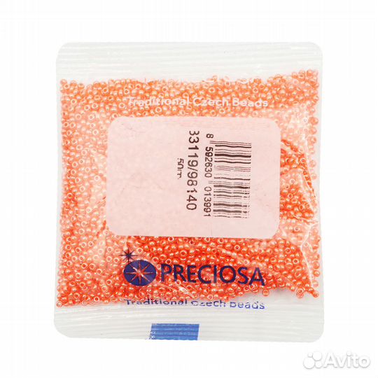 98140) Бисер непрозрачный с жемчужным покрытием 10/0, круг.отв., 50г, Preciosa