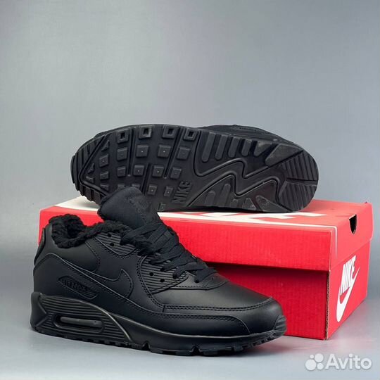 Зимние Nike Air Max 90 Черные с мехом