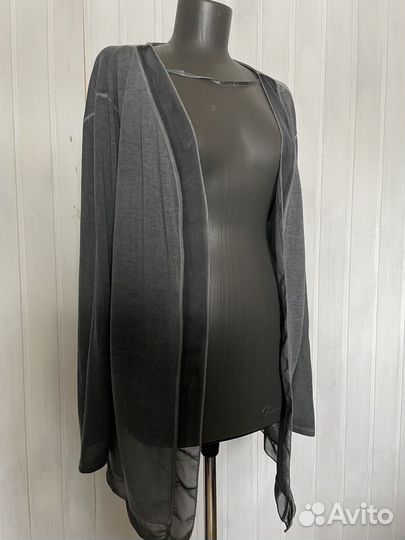Кардиган накидка серый меланж р 48-52